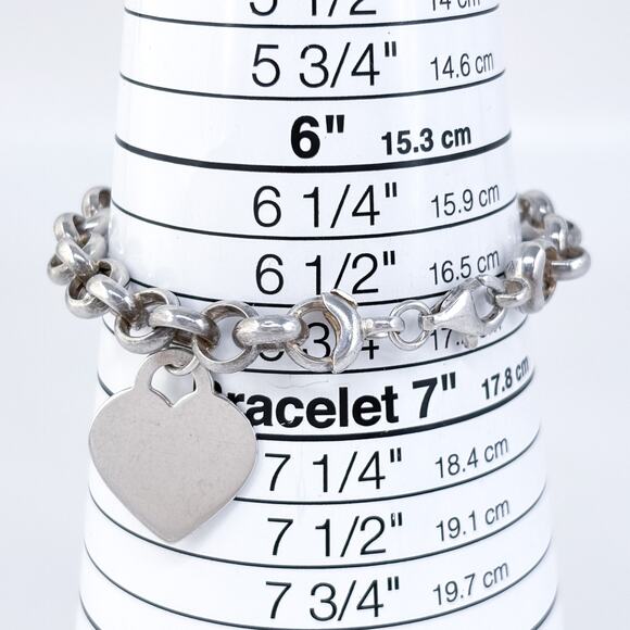 Vintage Italy NV Sterling Silver 925 Heart Charm Link Bracelet 7.5" - Picture 4 of 5